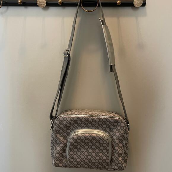 Gherardini Monogram Crossbody Bag | Gray, Tan, Beige Softy Organizer Purse Tote - Picture 6 of 11